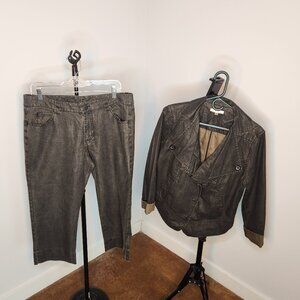 Cabi Waxed Denim Jacket + Cropped Jeans Set - L/12